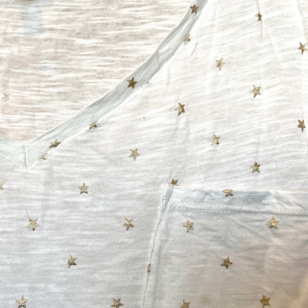 Philosophy Lightweight White Tee with Gold Stars